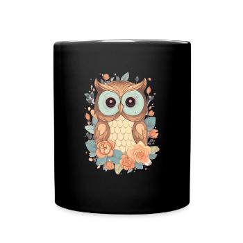 Eule - Tasse einfarbig - Schwarz - Vorne