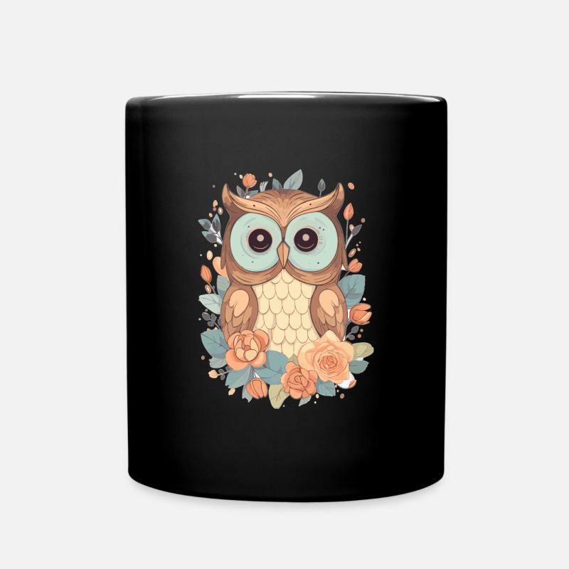 Eule - Tasse einfarbig - Schwarz