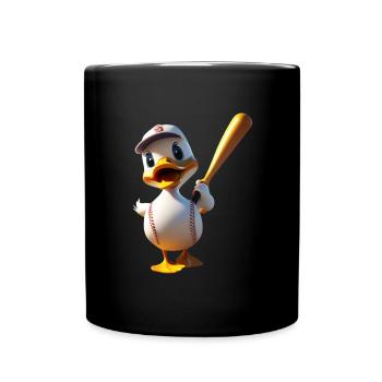 Duck Batting Cartoon Baseball - Full Colour Mug - black - Front