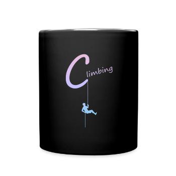 climbing, abseilen, klettern, kletterer - Tasse einfarbig - Schwarz - Vorne
