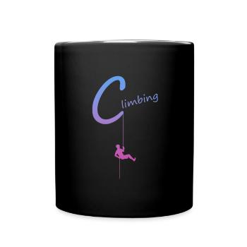 climbing, abseilen, klettern, kletterer - Tasse einfarbig - Schwarz - Vorne