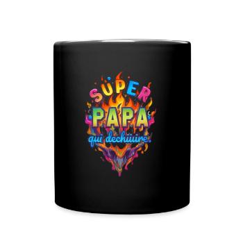 Super papa qui déchire. - Mug uni - noir - Devant