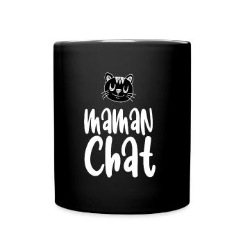 Maman chat. Maman d'un chat. - Mug uni - noir - Devant