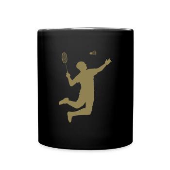 Minimalist Badminton Silhouette Design - Full Colour Mug - black - Front