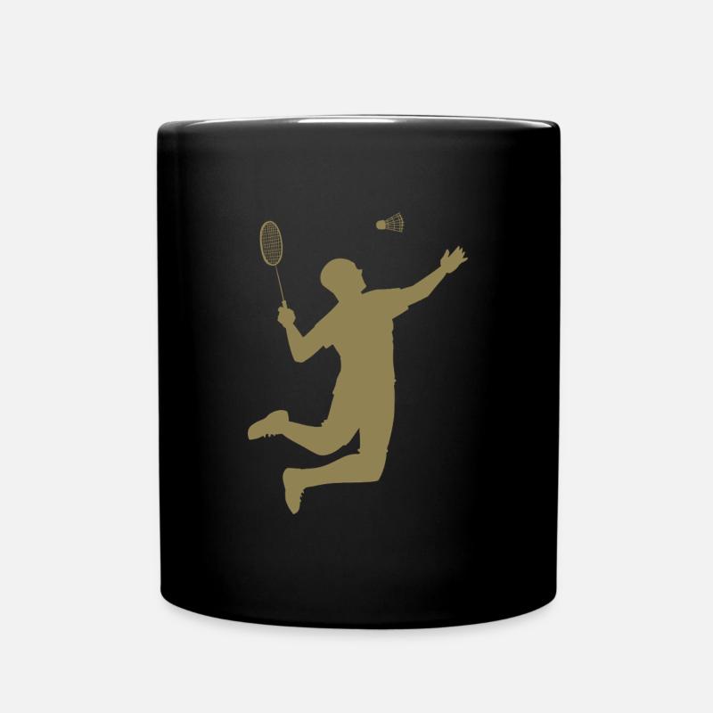 Design de silhouette de badminton minimaliste - Mug uni - noir