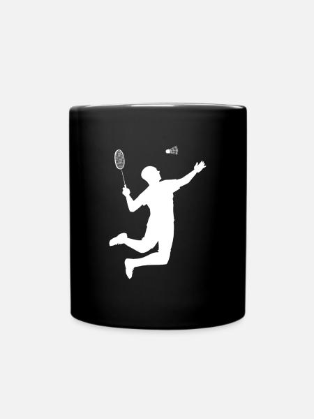 Design de silhouette de badminton minimaliste - Mug uni - noir