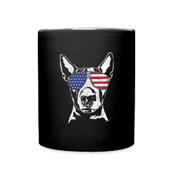 BULL TERRIER America Flag Dogs Wilsigns - Full Colour Mug - black - Front