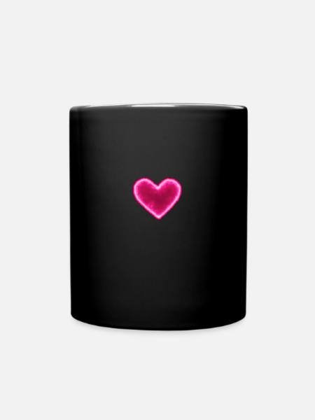 Pink Neon Heart Women T Shirt Party Gift - Full Colour Mug - black