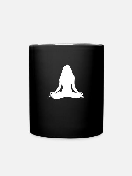 YOGA Frau Lotussitz - Tasse einfarbig - Schwarz