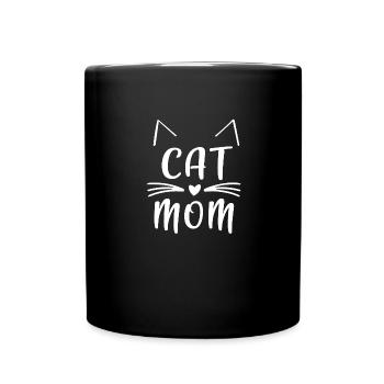 Verrückte Katzendame Miezekatze Kätzchen Geschenk - Tasse einfarbig - Schwarz - Vorne