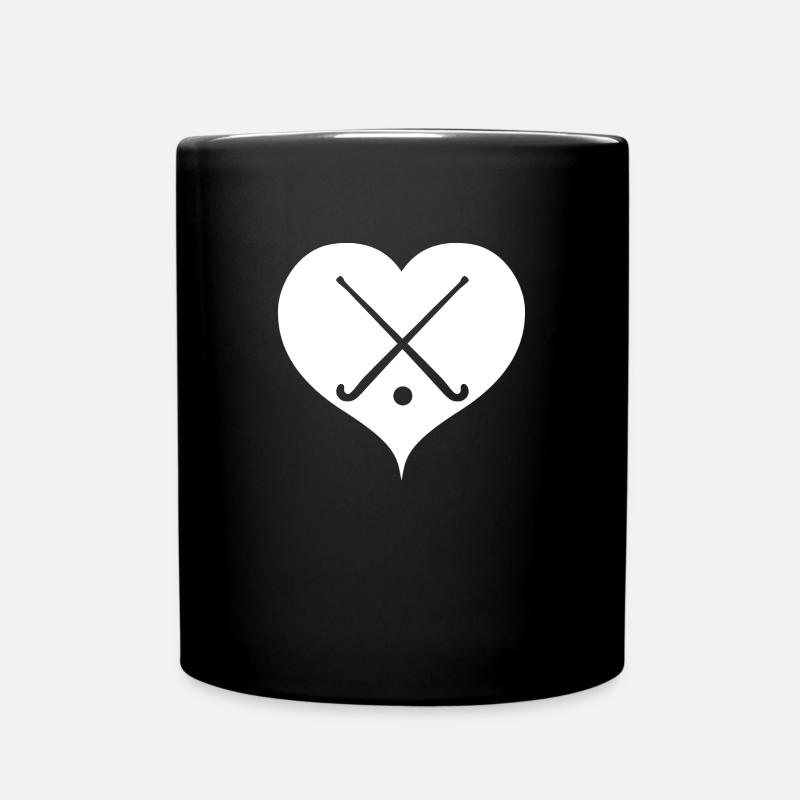 Bâton de hockey avec hockey sur gazon - Mug uni - noir