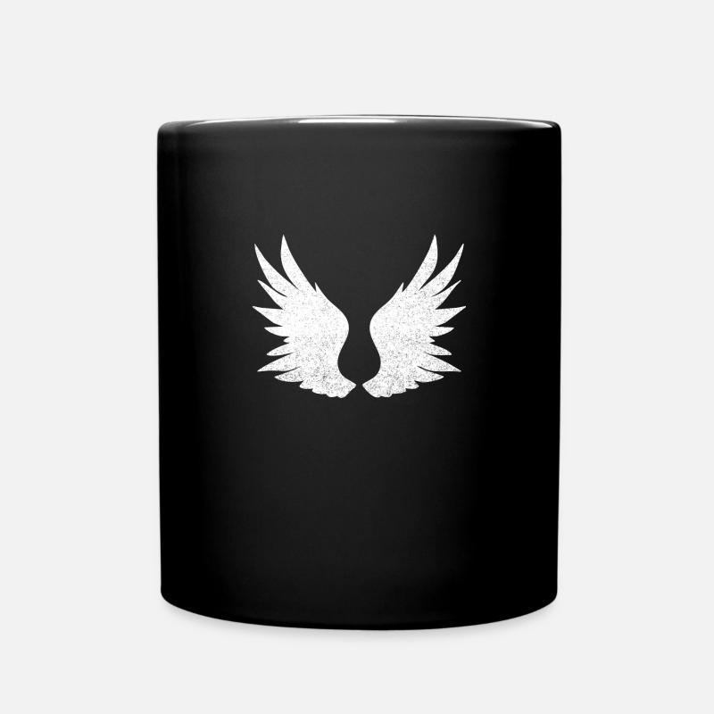 Angel wings, white wings - Full Colour Mug - black