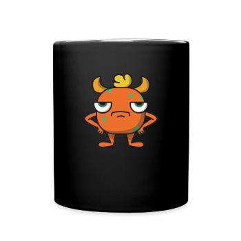 Ungeheuer grimmig Geschenk Halloween Comic Hörner - Tasse einfarbig - Schwarz - Vorne