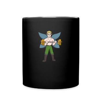 Elfe Mann Fitness Geschenk Gewichtheben Kraftsport - Tasse einfarbig - Schwarz - Vorne