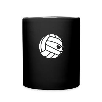 I love Volleyball - Handball / Herz / Geschenk - Tasse einfarbig - Schwarz - Vorne