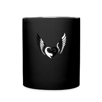 Tribal Heart Wing Black White - Full Colour Mug - black - Front