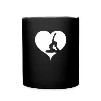 Yoga Heart - Ladies Sport Exercise - Full Colour Mug - black - Front