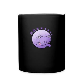 Sleepy cat - Full Colour Mug - black - Front