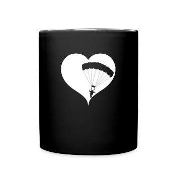 Herz Fallschirm Skydive - Tasse einfarbig - Schwarz - Vorne