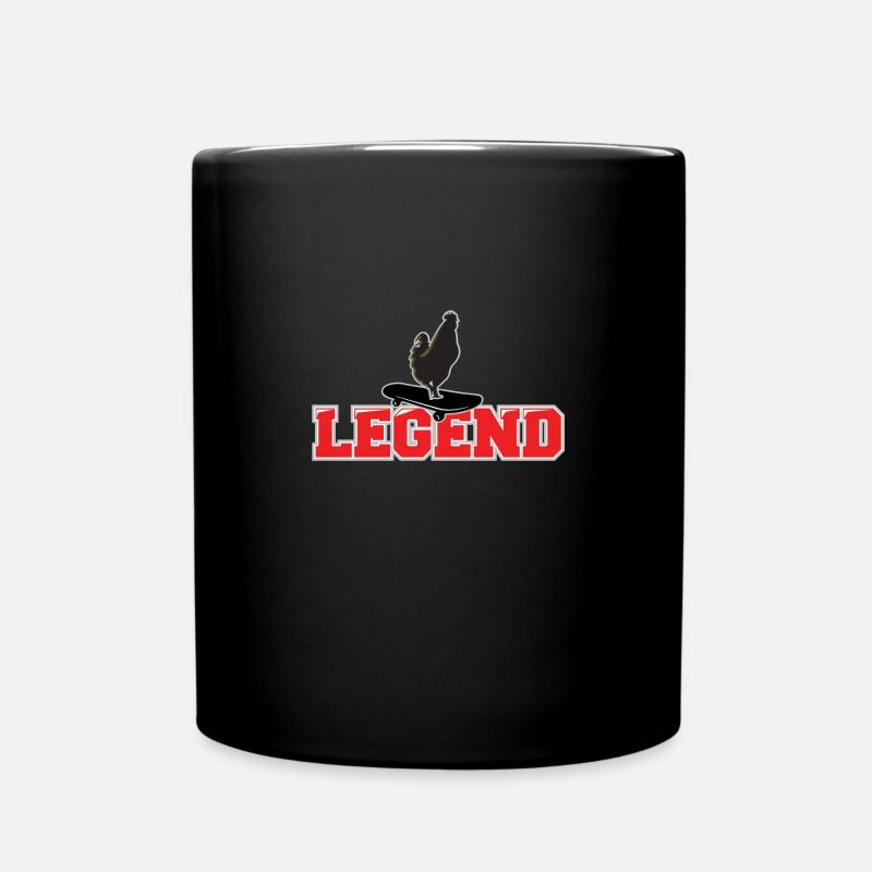 CHICKEN ON SKATEBOARD FUNNY GIFT FOR SKATERS - Full Colour Mug - black