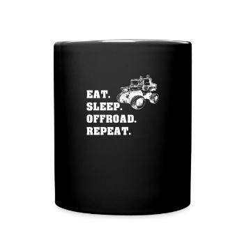OFFROAD Gelände Jeep Geschenk - Tasse einfarbig - Schwarz - Vorne
