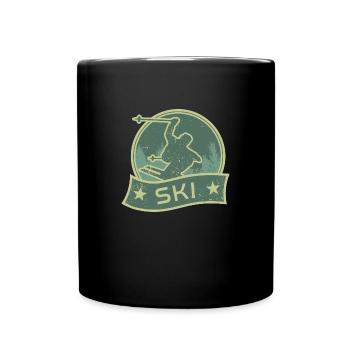 Ski retro vintage Geschenk Skifahrer Winter Sport - Tasse einfarbig - Schwarz - Vorne