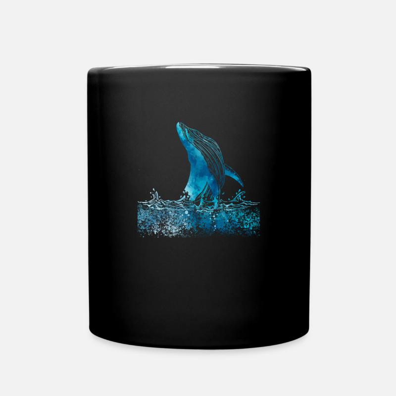 watercolor whale - Mug uni - noir