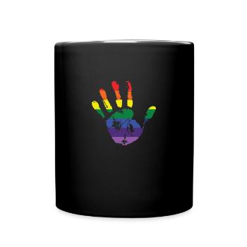 Empreinte de la main arc-en-ciel - Mug uni - noir - Devant