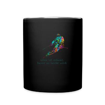 Skifahrer - Tasse einfarbig - Schwarz - Vorne