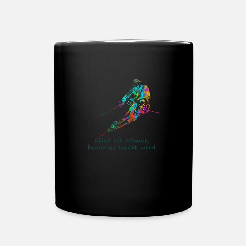 Skifahrer - Tasse einfarbig - Schwarz