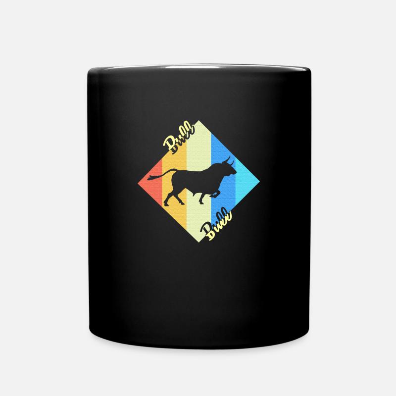 Bull Bull Cow Retro Gift - Full Colour Mug - black