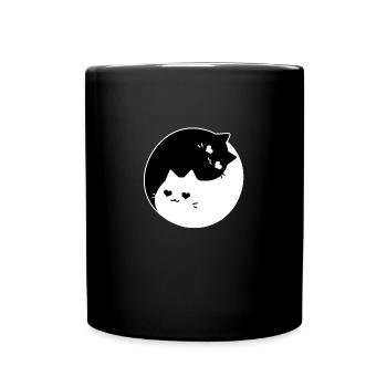 Ying & Yang - 2 Katzen - Tasse einfarbig - Schwarz - Vorne