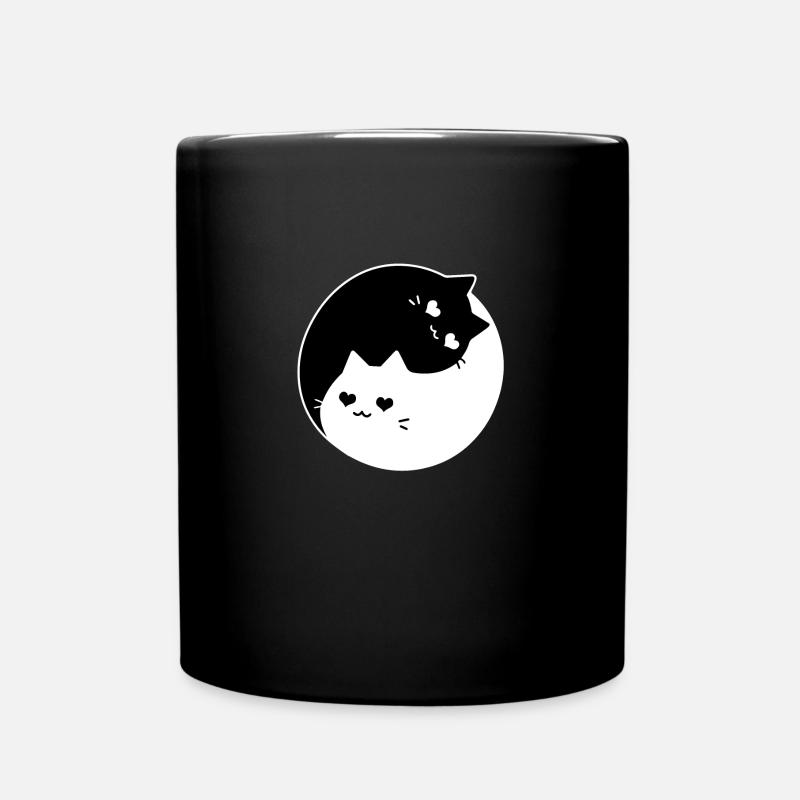 Ying & Yang - 2 Katzen - Tasse einfarbig - Schwarz