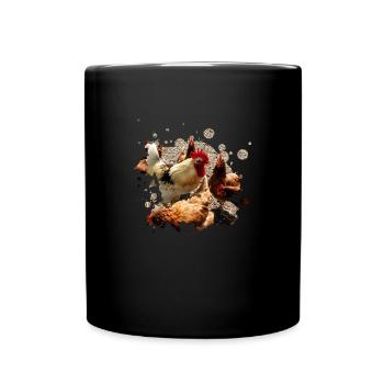 lucky chicken beim picken - Tasse einfarbig - Schwarz - Vorne