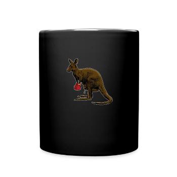 Boxendes Känguru Boxhandschuhe Geschenk Boxer - Tasse einfarbig - Schwarz - Vorne