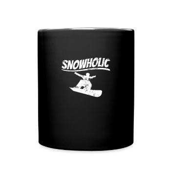 Snowboard Snowholic Winter Berge Schnee Geschenk - Tasse einfarbig - Schwarz - Vorne