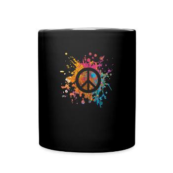 Peace Weltfrieden Geschenk - Tasse einfarbig - Schwarz - Vorne