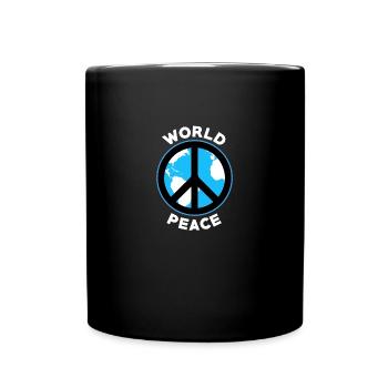 Frieden, Peace, Freiheit - Tasse einfarbig - Schwarz - Vorne