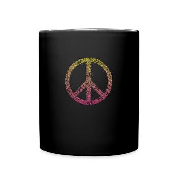 Frieden, Freiheit, Liebe - Tasse einfarbig - Schwarz - Vorne