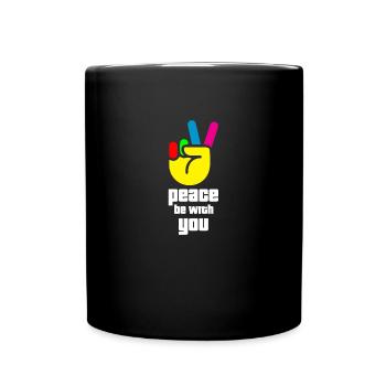 Frieden, Liebe, Freiheit - Tasse einfarbig - Schwarz - Vorne