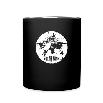 Ride the World! Motorcycle travel world - Full Colour Mug - black - Front