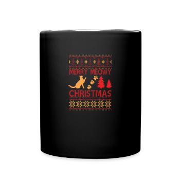 Ugly Christmas Sweater Katzen - Tasse einfarbig - Schwarz - Vorne