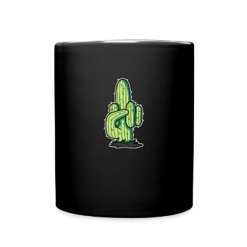 Kaktus Mittelfinger - Tasse einfarbig - Schwarz - Vorne