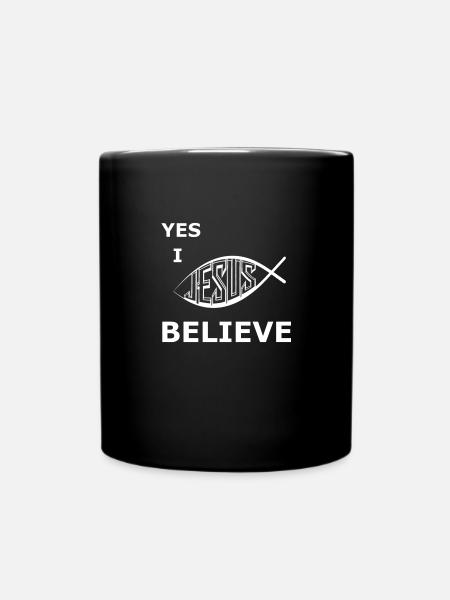 Jes i believe, Geschenk, Geschenkidee - Tasse einfarbig - Schwarz