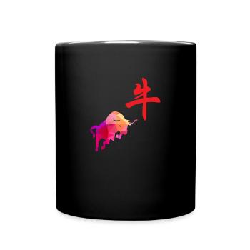 Signes du zodiaque chinois Bison Low Poly Art - Mug uni - noir - Devant