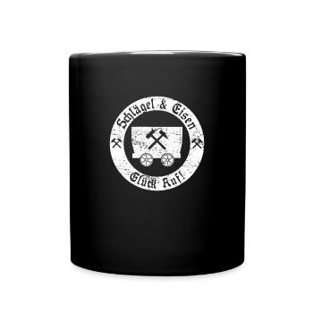 Glück Auf! Logo Schlägel und Eisen vintage - Tasse einfarbig - Schwarz - Vorne