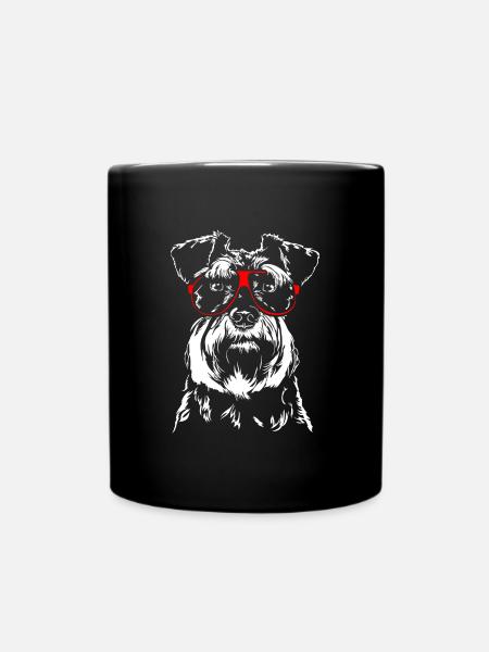MINIATURE SCHNAUZER Glasses Dogs Dog Wilsigns - Full Colour Mug - black