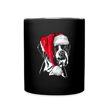 Santa BOXER Weihnachten Hund Hunde Wilsigns - Tasse einfarbig - Schwarz - Vorne