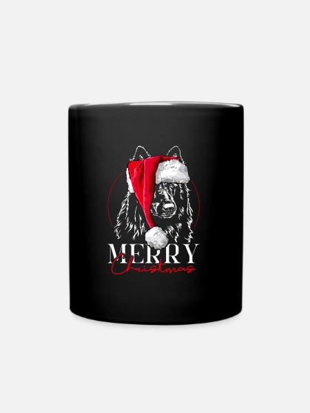Santa GROENENDAEL Joyeux Noël Chiens Wilsigns - Mug uni - noir