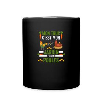 Cadeau poule Jardin Jardinier Humour Poules - Mug uni - noir - Devant